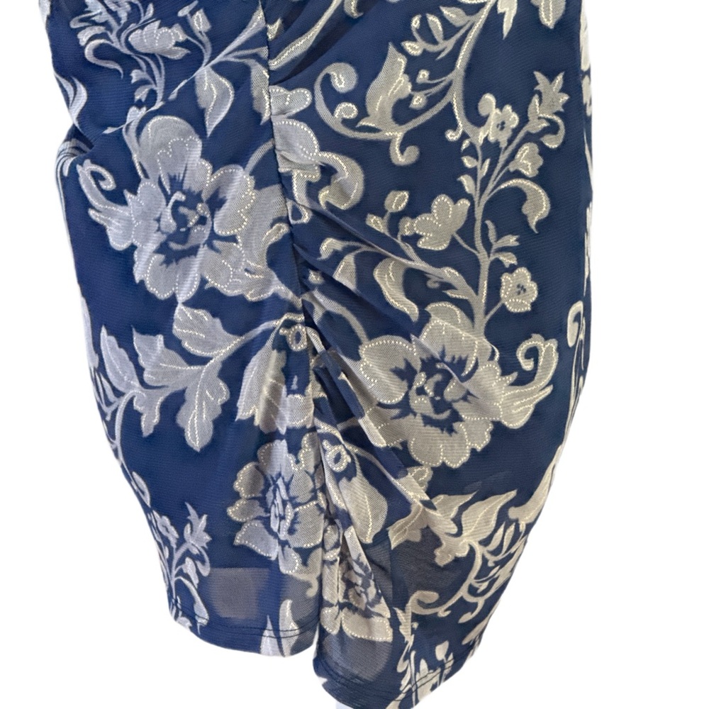 INC Floral Print Navy and Beige Top Size L - Picture 4 of 6